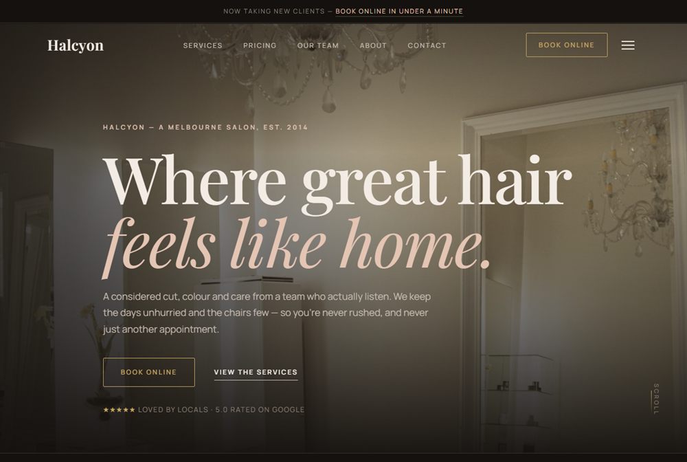 Halcyon Hair Studio website preview