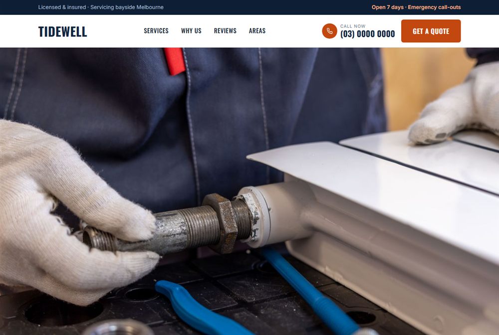 Tidewell Plumbing & Gas website preview